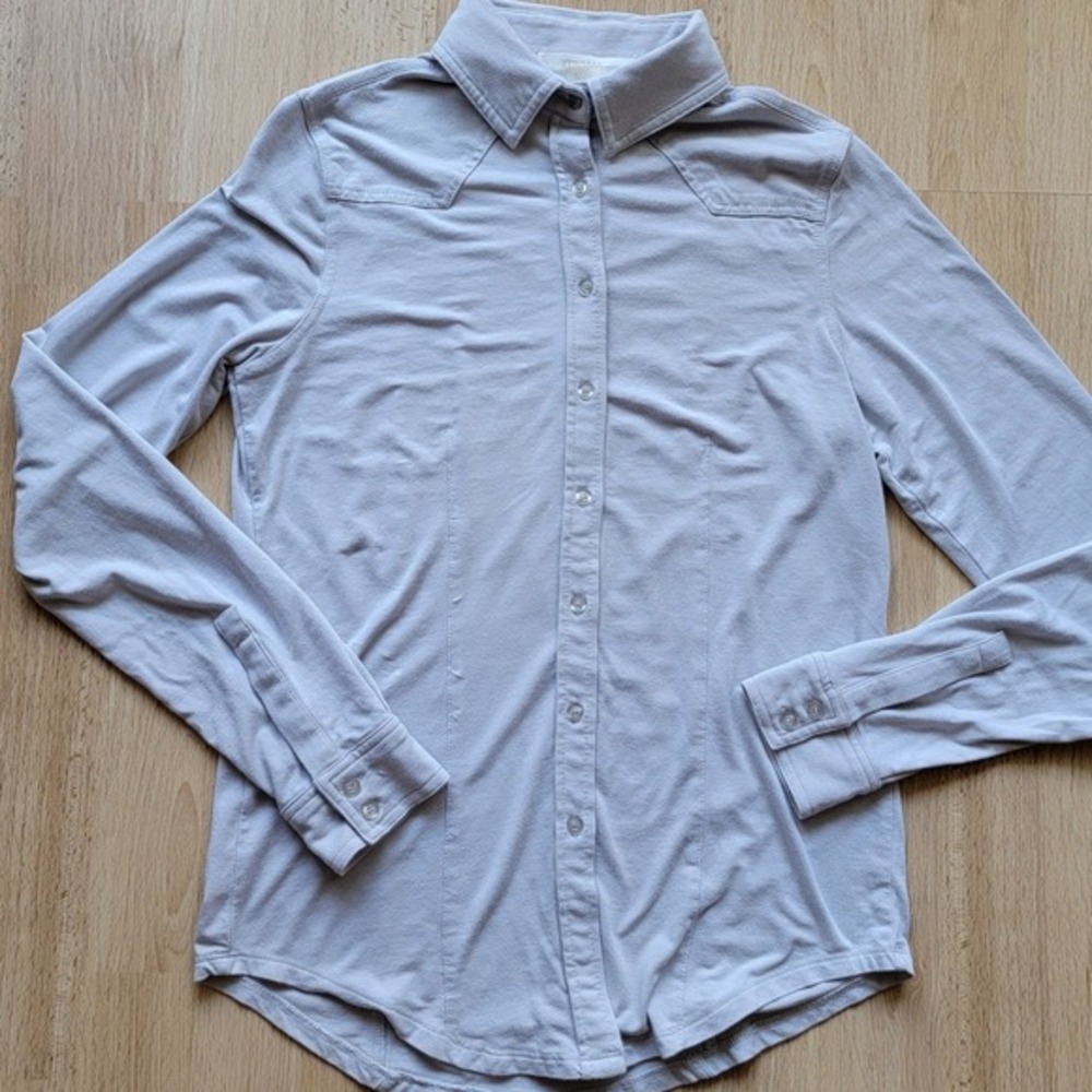 Kerisma Luxe Womens Grey Jersey Bamboo Cotton Blend Western Button Down Shirt M - Picture 4 of 8